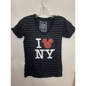Disney store XS I love New York black stripe cotton T-shirt V-neck